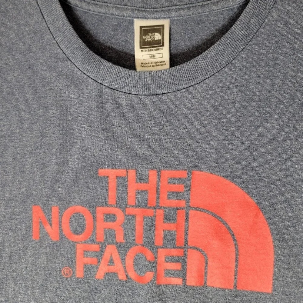 The North Face Mens Tshirt Sz M Gray Red Logo Short Sleeve Active Outdoor Hiking